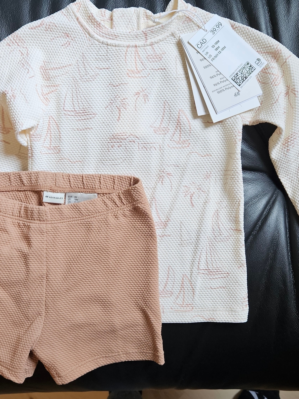 H&M Cream Bathing Suit  Sailboat Print NWT
